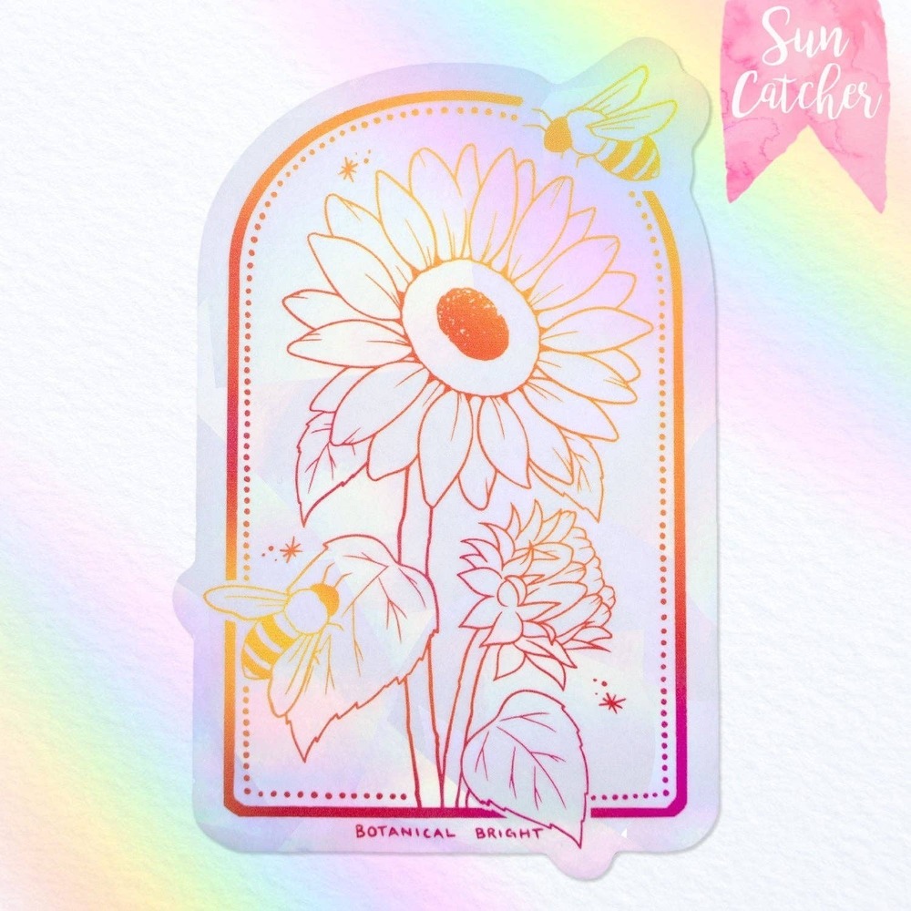 Sunflower & Bee Sun Catcher Rainbow Maker Window Sticker - Indoor Window Decal - Picture 2 of 6